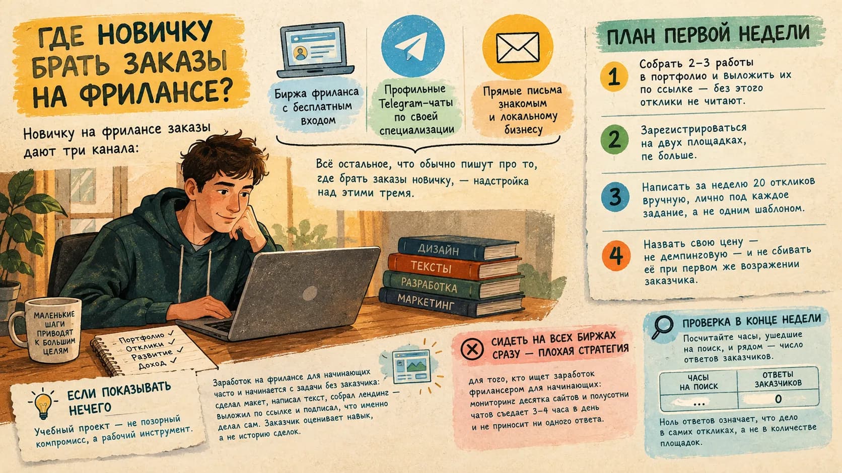 Фриланс: где брать заказы новичку — площадки, форматы, первые сделки