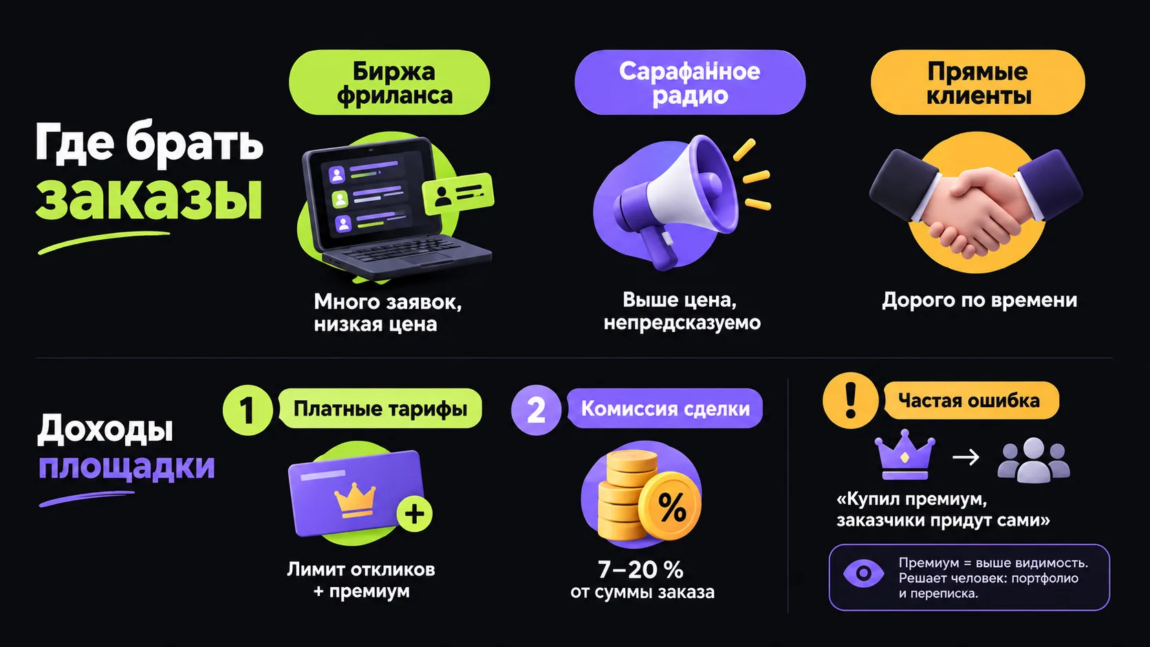 Где брать заказы: биржа фриланса, сарафанное радио и прямые клиенты